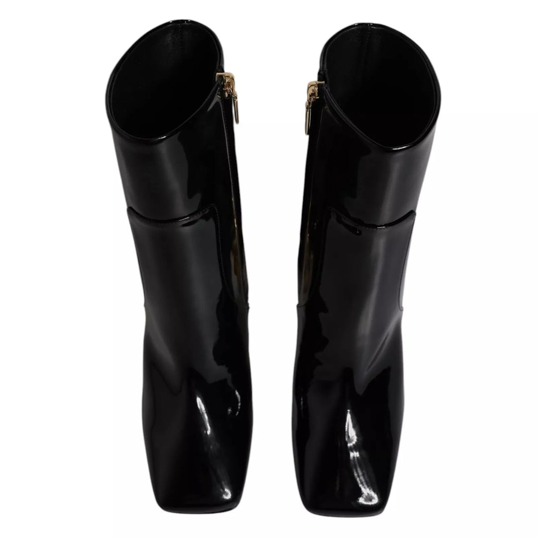 Women’s Dolce &amp; Gabbana Black Jackie Leather Mid Calf Boots Shoes