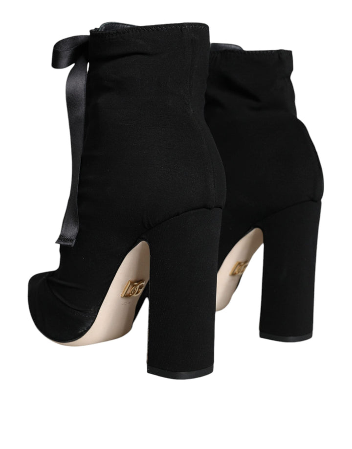 Women’s Dolce &amp; Gabbana Black Jersey Stretch Ankle Booties Shoes