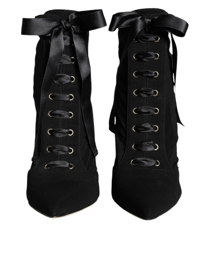 Women’s Dolce &amp; Gabbana Black Jersey Stretch Ankle Booties Shoes
