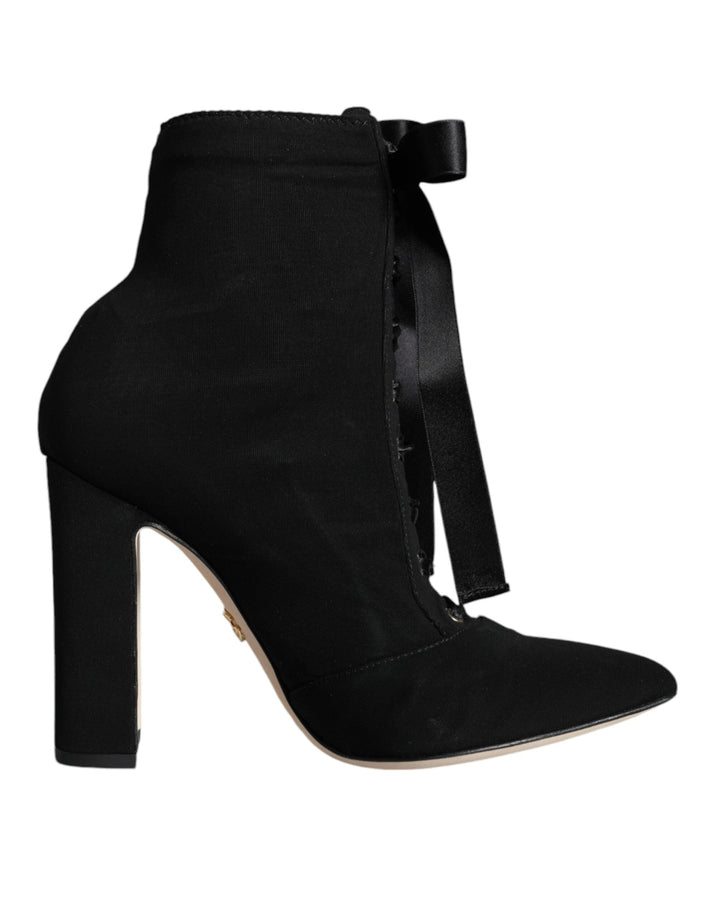 Women’s Dolce &amp; Gabbana Black Jersey Stretch Ankle Booties Shoes