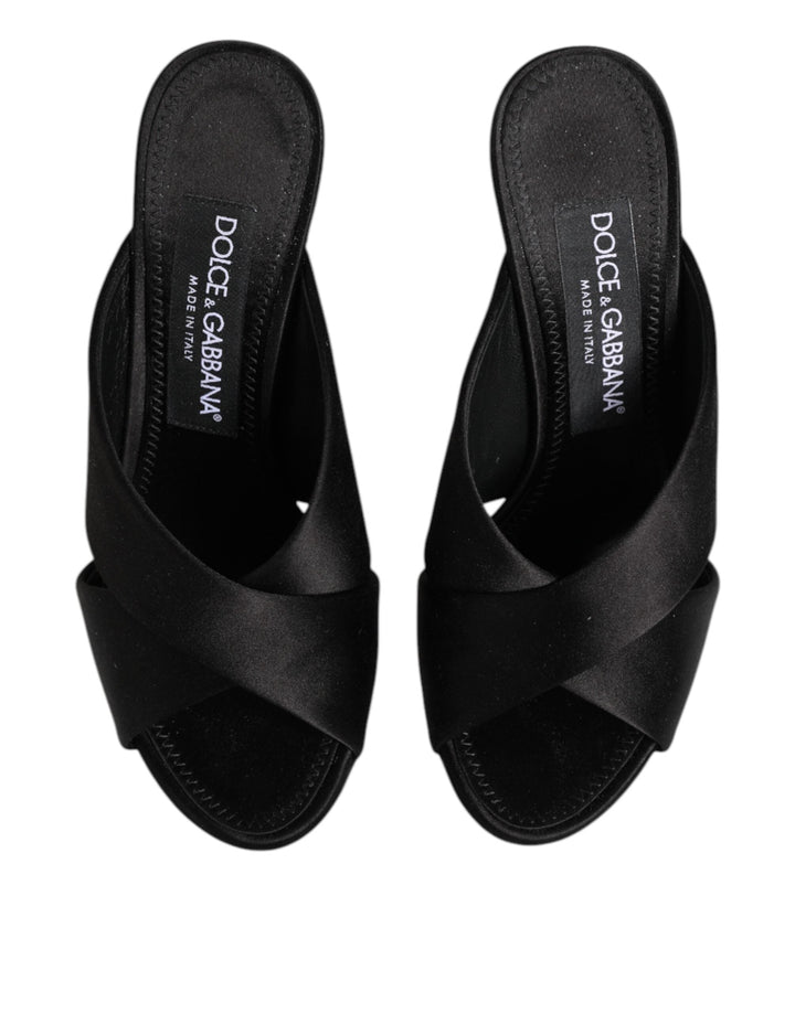 Women’s Dolce &amp; Gabbana Black Keira Baroque High Heel Sandals Shoes