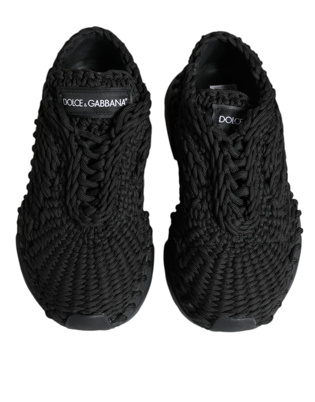 Dolce &amp; Gabbana Black Knitted Daymaster Sneakers Shoes