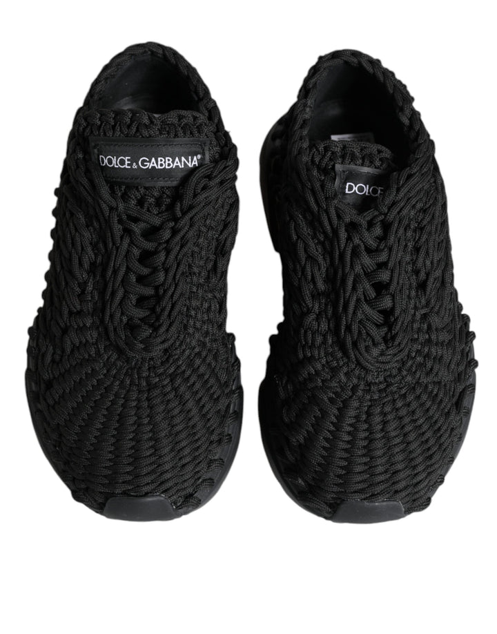 Dolce &amp; Gabbana Black Knitted Daymaster Sneakers Shoes