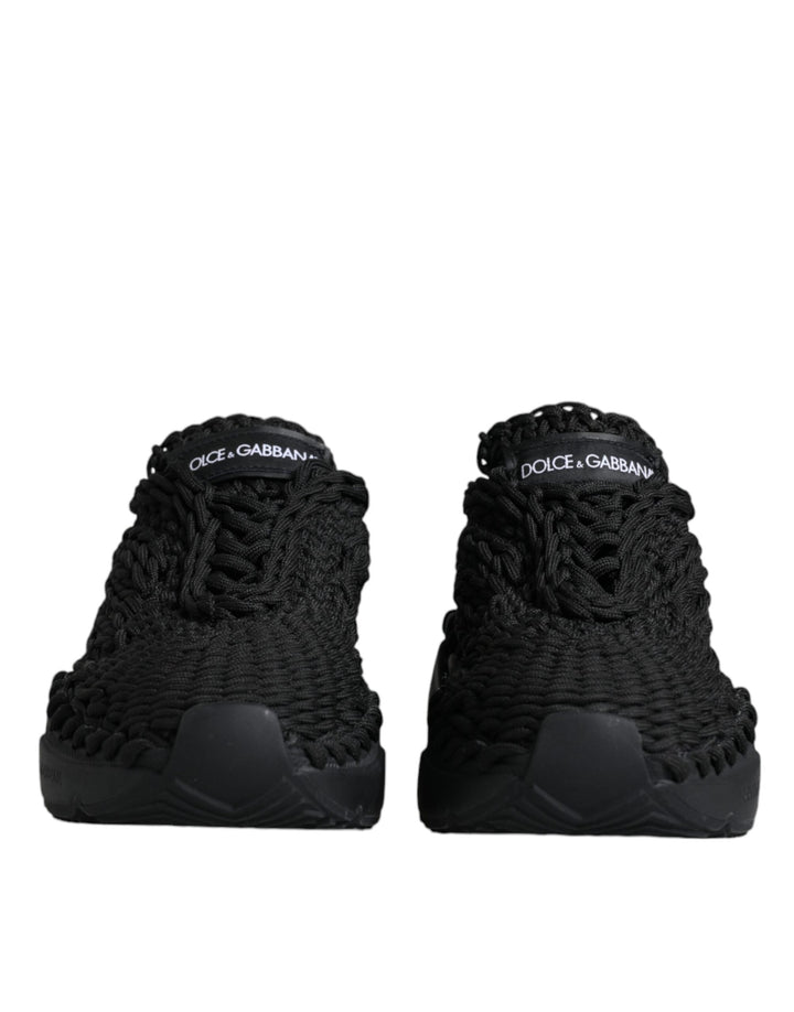 Dolce &amp; Gabbana Black Knitted Daymaster Sneakers Shoes