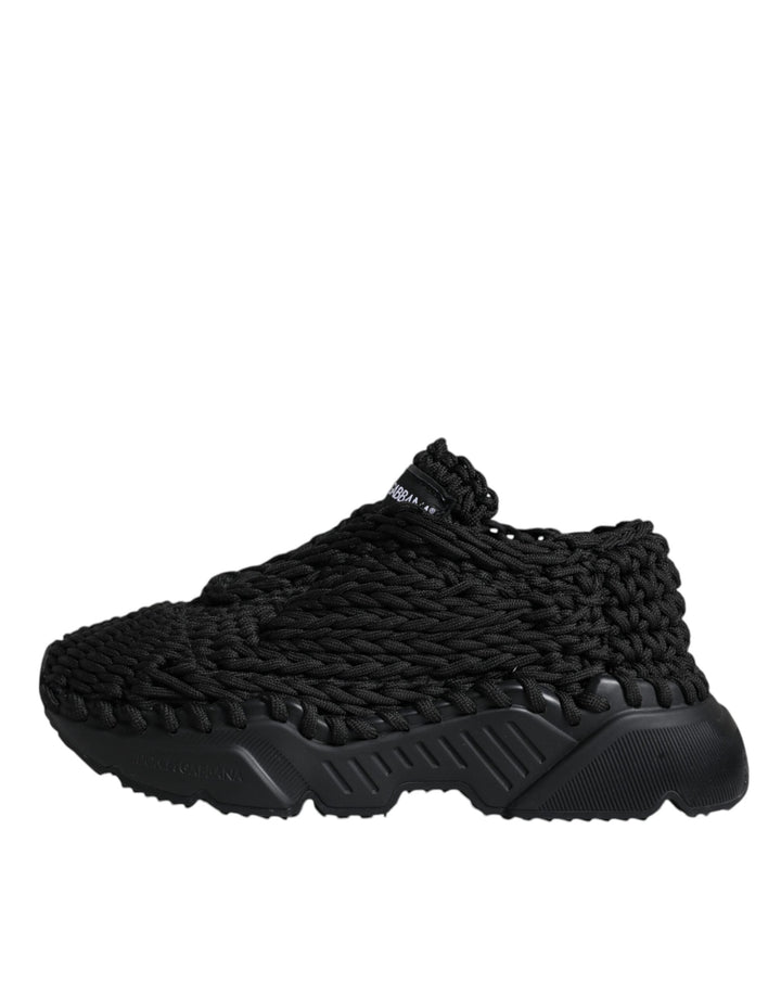 Dolce &amp; Gabbana Black Knitted Daymaster Sneakers Shoes