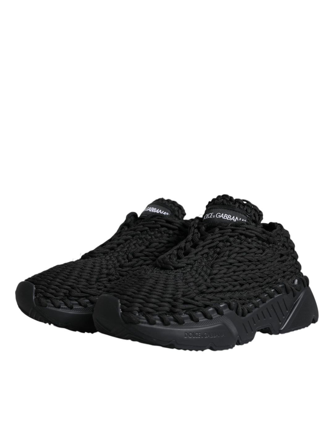 Dolce &amp; Gabbana Black Knitted Daymaster Sneakers Shoes