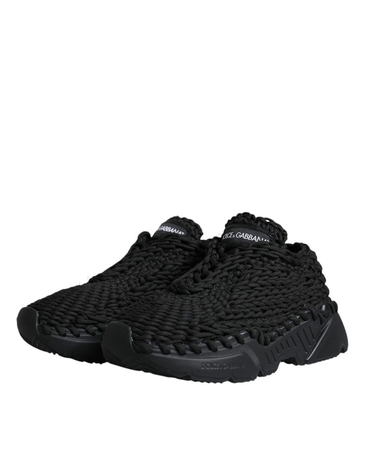 Dolce &amp; Gabbana Black Knitted Daymaster Sneakers Shoes