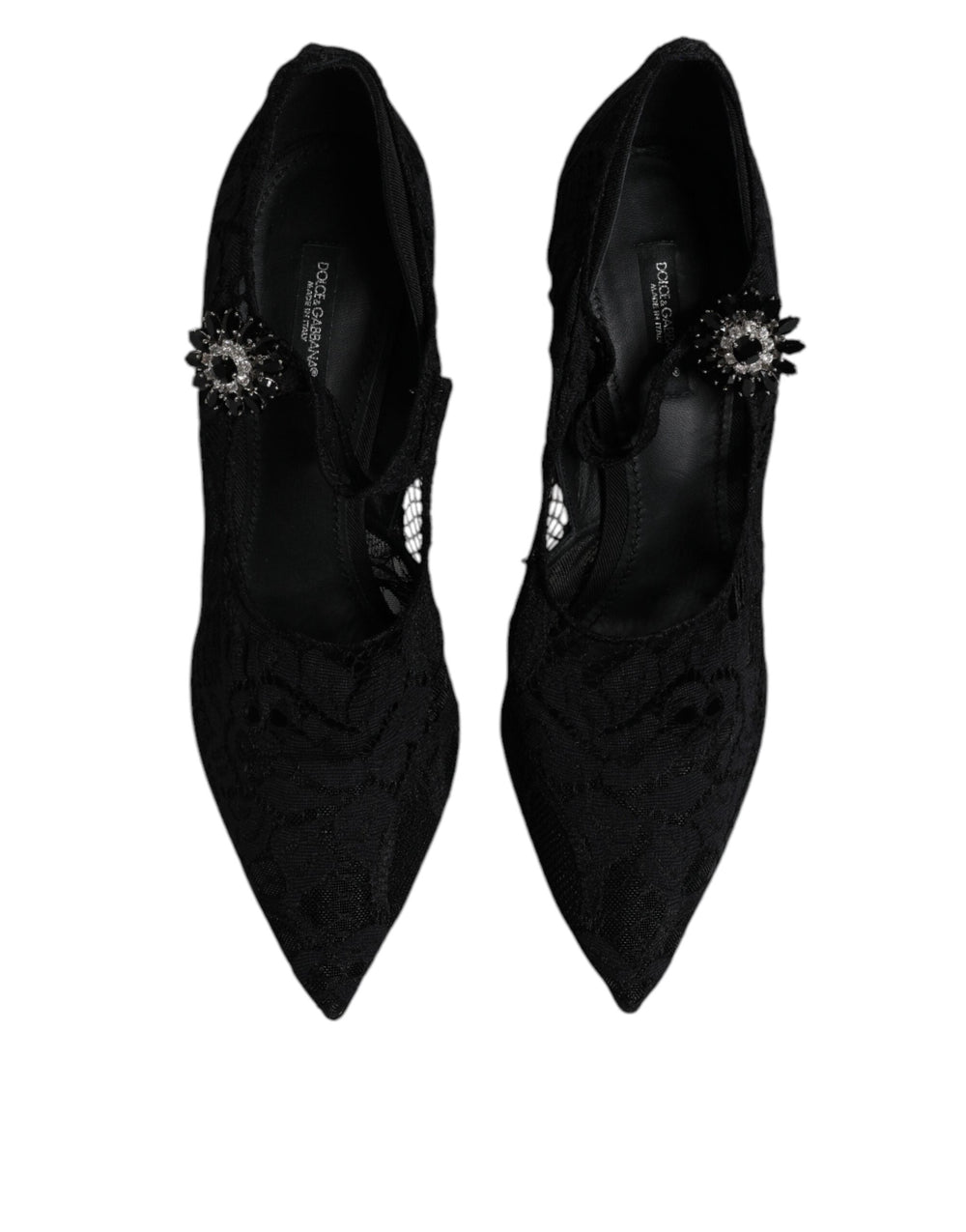 Women’s Dolce & Gabbana Black Lace Crystals Mary Jane Pumps Shoes