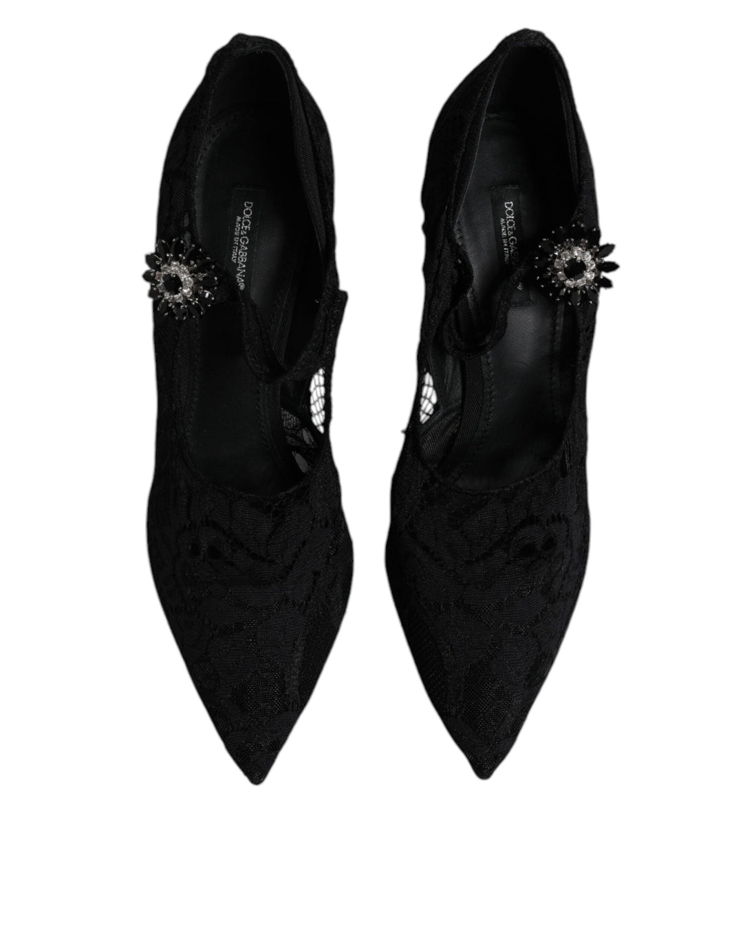 Women’s Dolce &amp; Gabbana Black Lace Crystals Mary Jane Pumps Shoes
