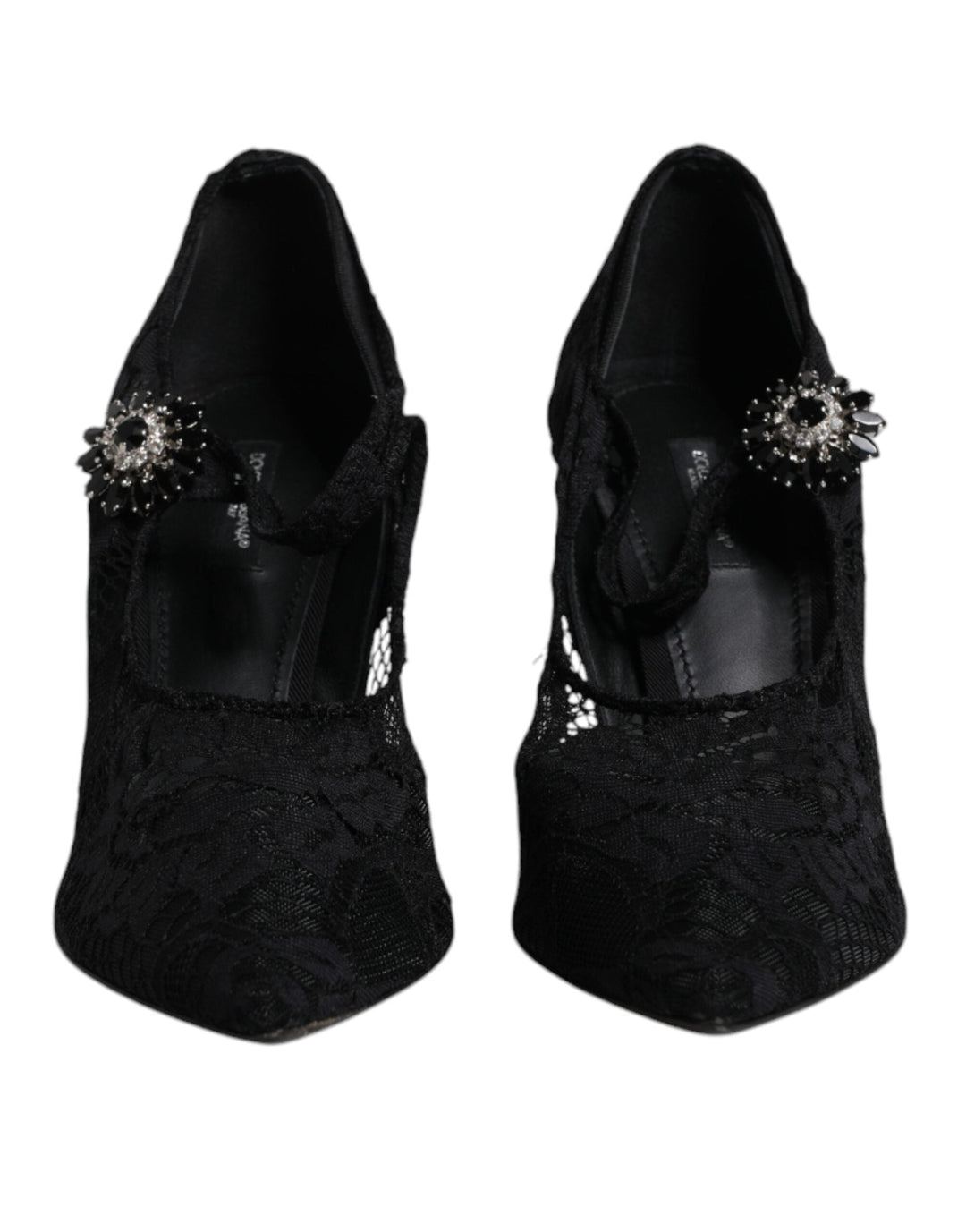 Women’s Dolce & Gabbana Black Lace Crystals Mary Jane Pumps Shoes
