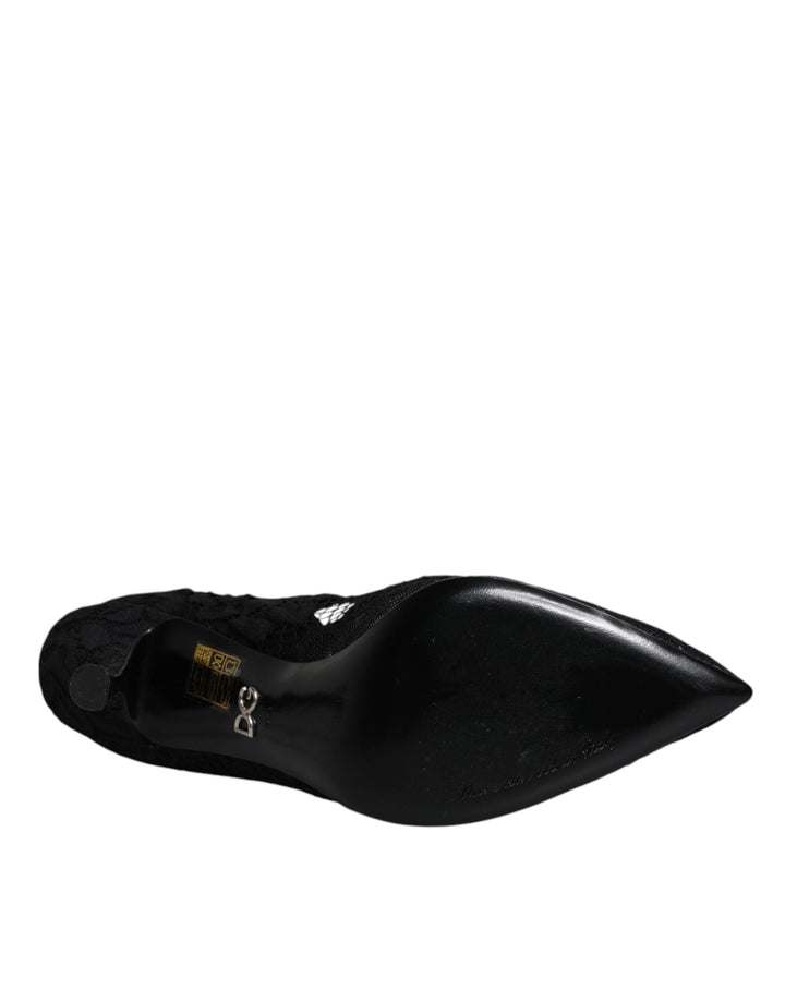 Women’s Dolce &amp; Gabbana Black Lace Crystals Mary Jane Pumps Shoes