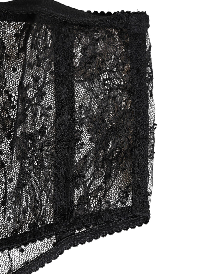 Women’s Dolce &amp; Gabbana Black Lace Polka Dot Mesh High Waist Underwear