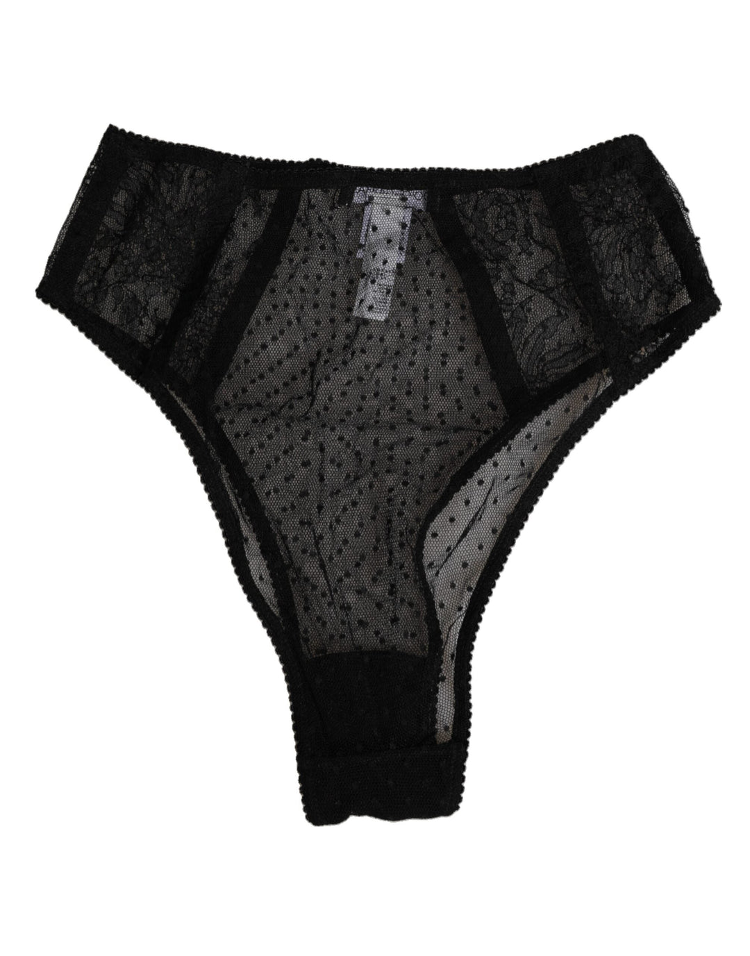 Women’s Dolce &amp; Gabbana Black Lace Polka Dot Mesh High Waist Underwear