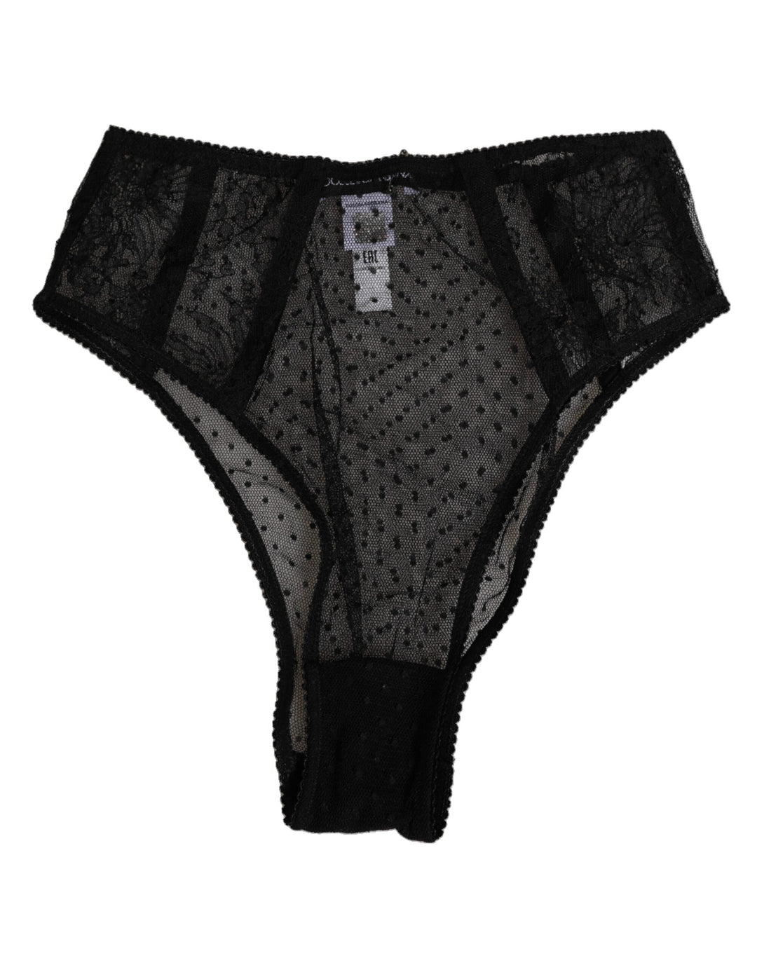 Women’s Dolce &amp; Gabbana Black Lace Polka Dot Mesh High Waist Underwear