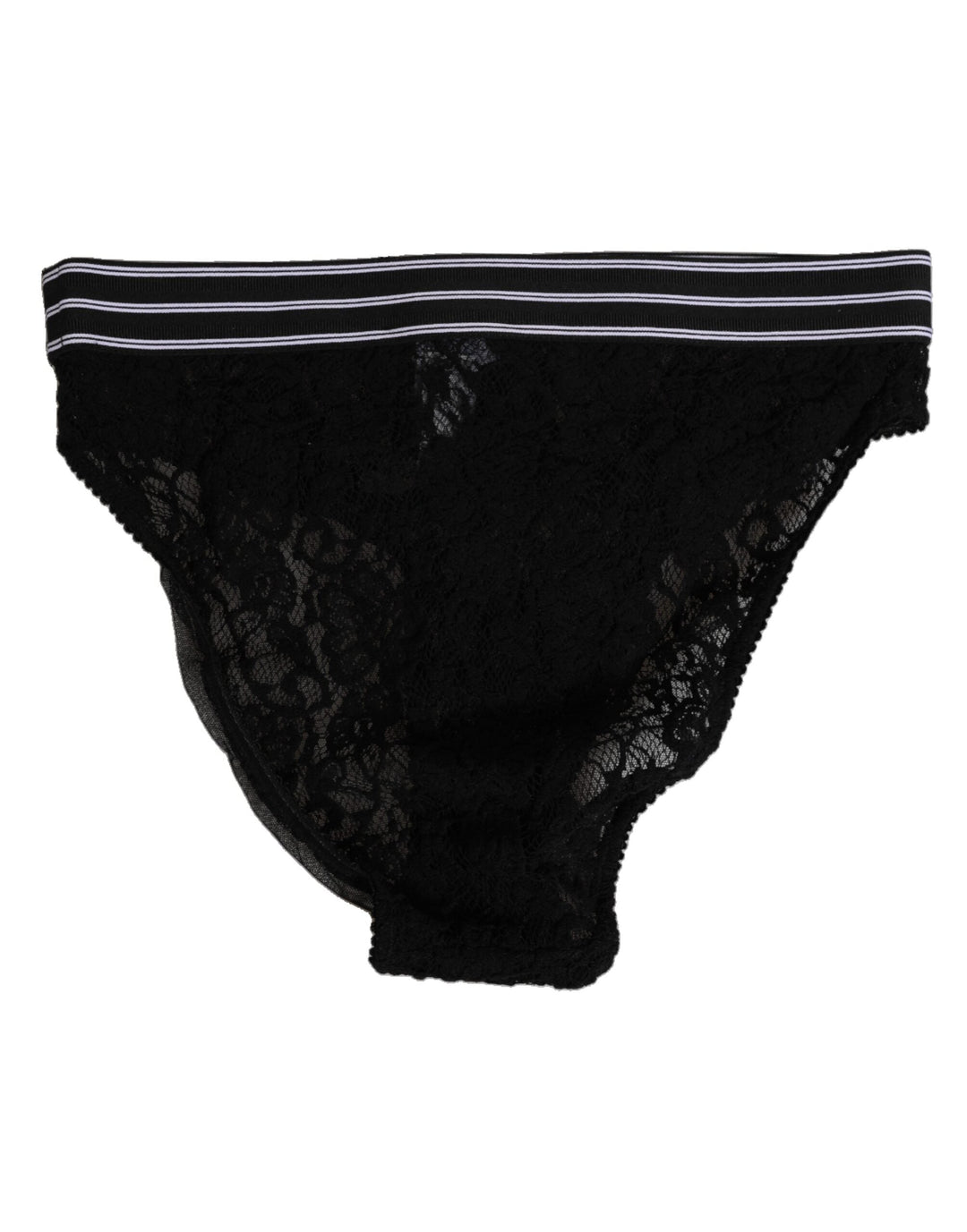 Women’s Dolce &amp; Gabbana Black Lace Slip Brief Logo Waistband Underwear