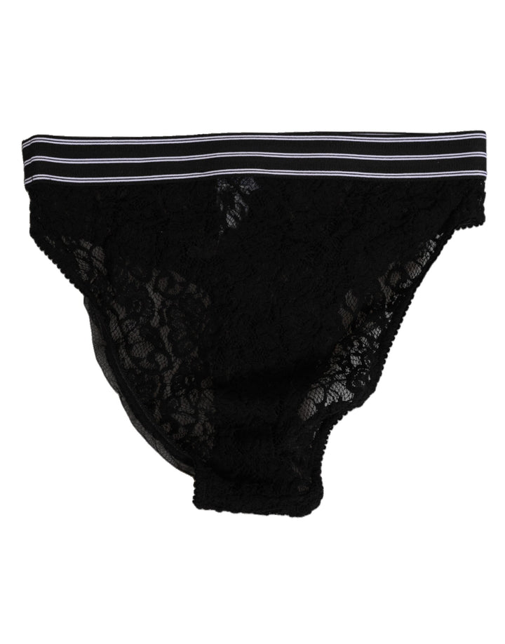 Women’s Dolce &amp; Gabbana Black Lace Slip Brief Logo Waistband Underwear