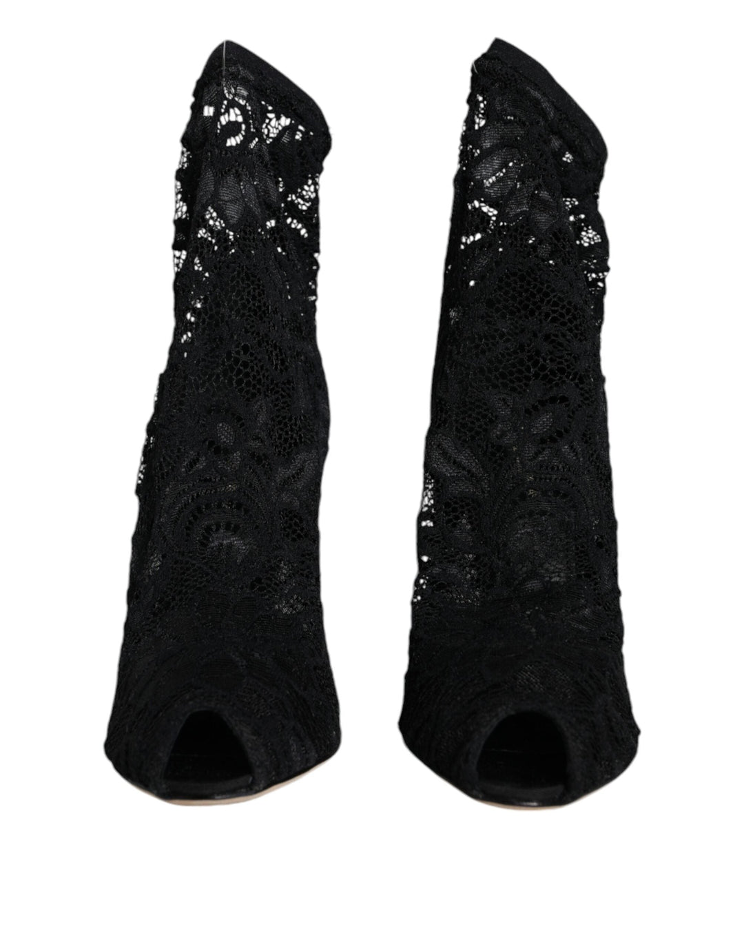 Women’s Dolce & Gabbana Black Lace Stretch Heels Mid Calf Boot Shoes
