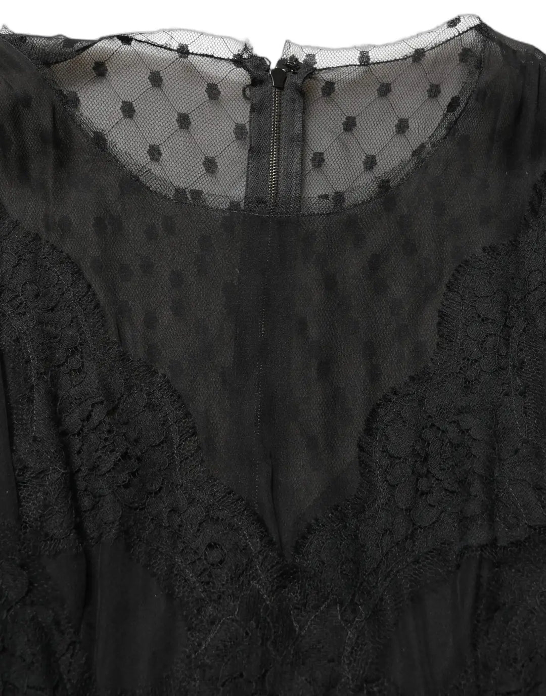 Women’s Dolce &amp; Gabbana Black Lace Trim Sleeveless A-line Mini Dress