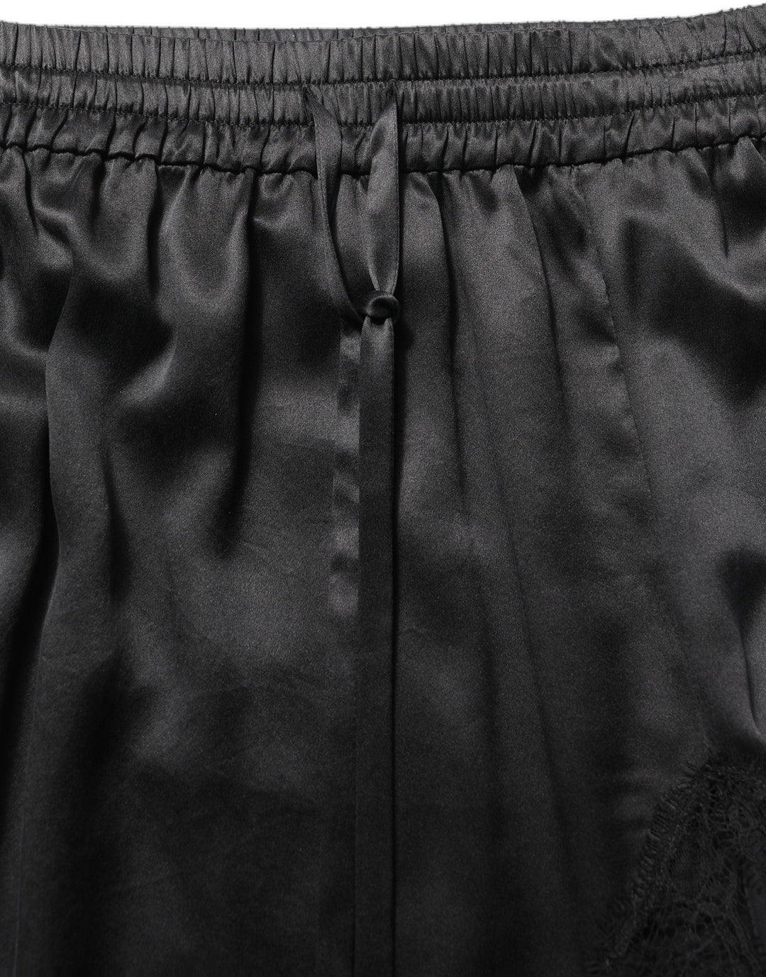 Women’s Dolce &amp; Gabbana Black Lace Trimmed Satin Side Slit Skirt