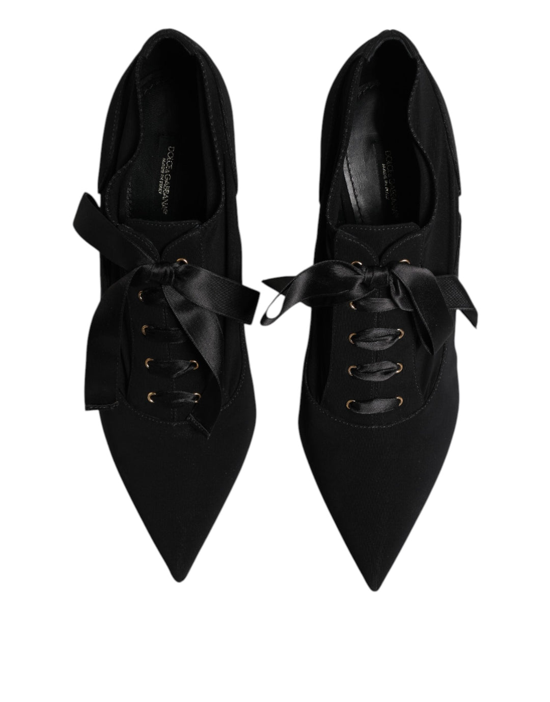 Women’s Dolce &amp; Gabbana Black Lace Up Stiletto Heels Pumps Shoes