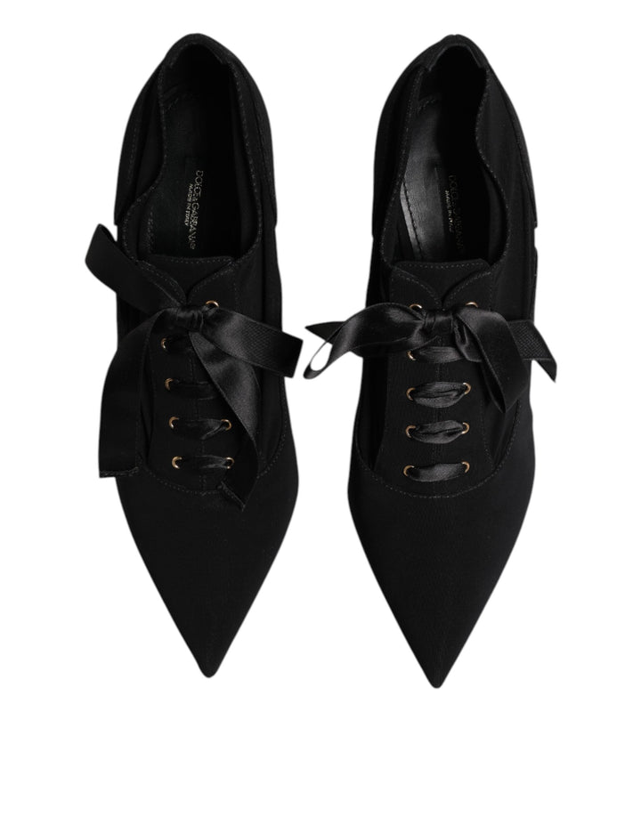 Women’s Dolce &amp; Gabbana Black Lace Up Stiletto Heels Pumps Shoes