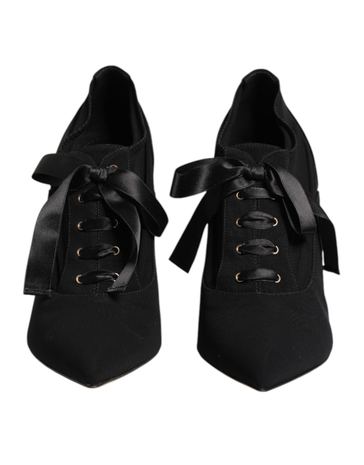 Women’s Dolce &amp; Gabbana Black Lace Up Stiletto Heels Pumps Shoes
