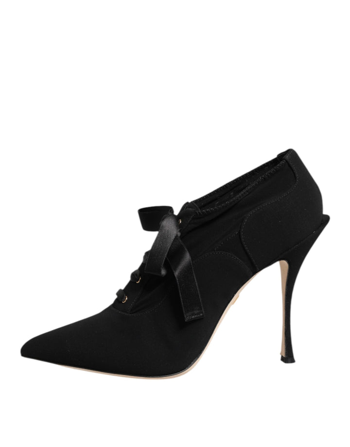 Women’s Dolce &amp; Gabbana Black Lace Up Stiletto Heels Pumps Shoes