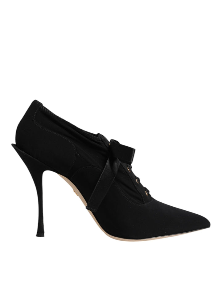 Women’s Dolce &amp; Gabbana Black Lace Up Stiletto Heels Pumps Shoes
