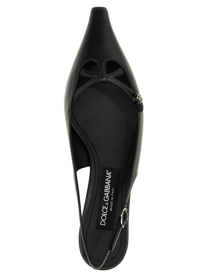 Women’s Dolce &amp; Gabbana Black Lamb Leather Mid Heel Pumps
