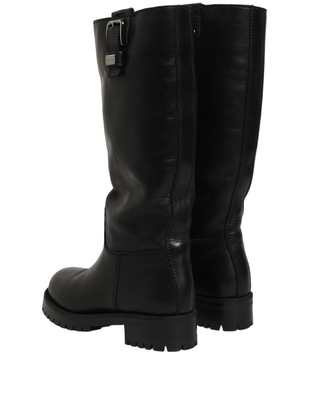 Women’s Dolce &amp; Gabbana Black Leather Buckle Detail Mid Calf Boots Shoes