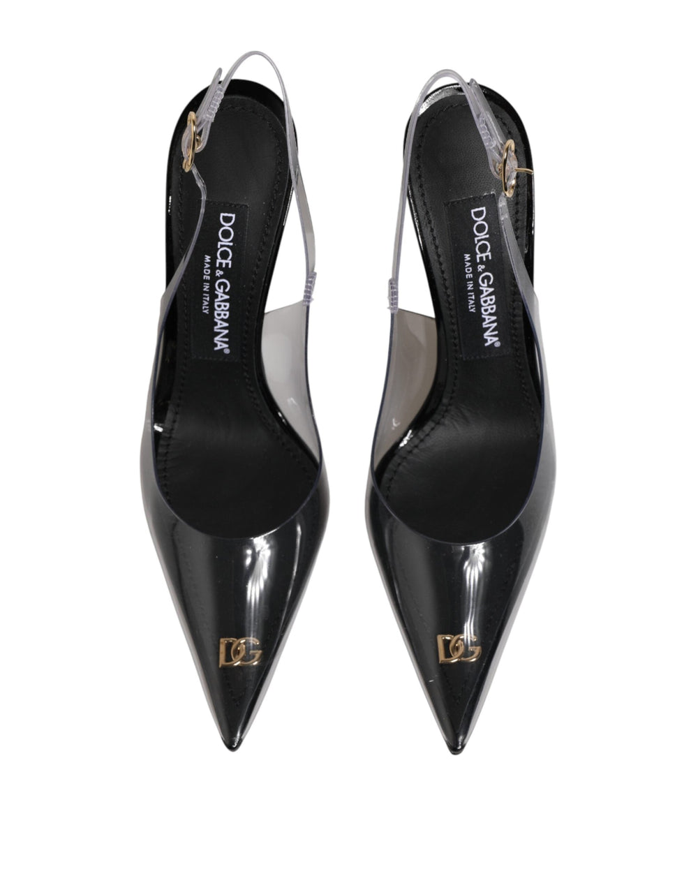Women’s Dolce & Gabbana Black Leather Clear Pvc Slingback Pumps Shoes