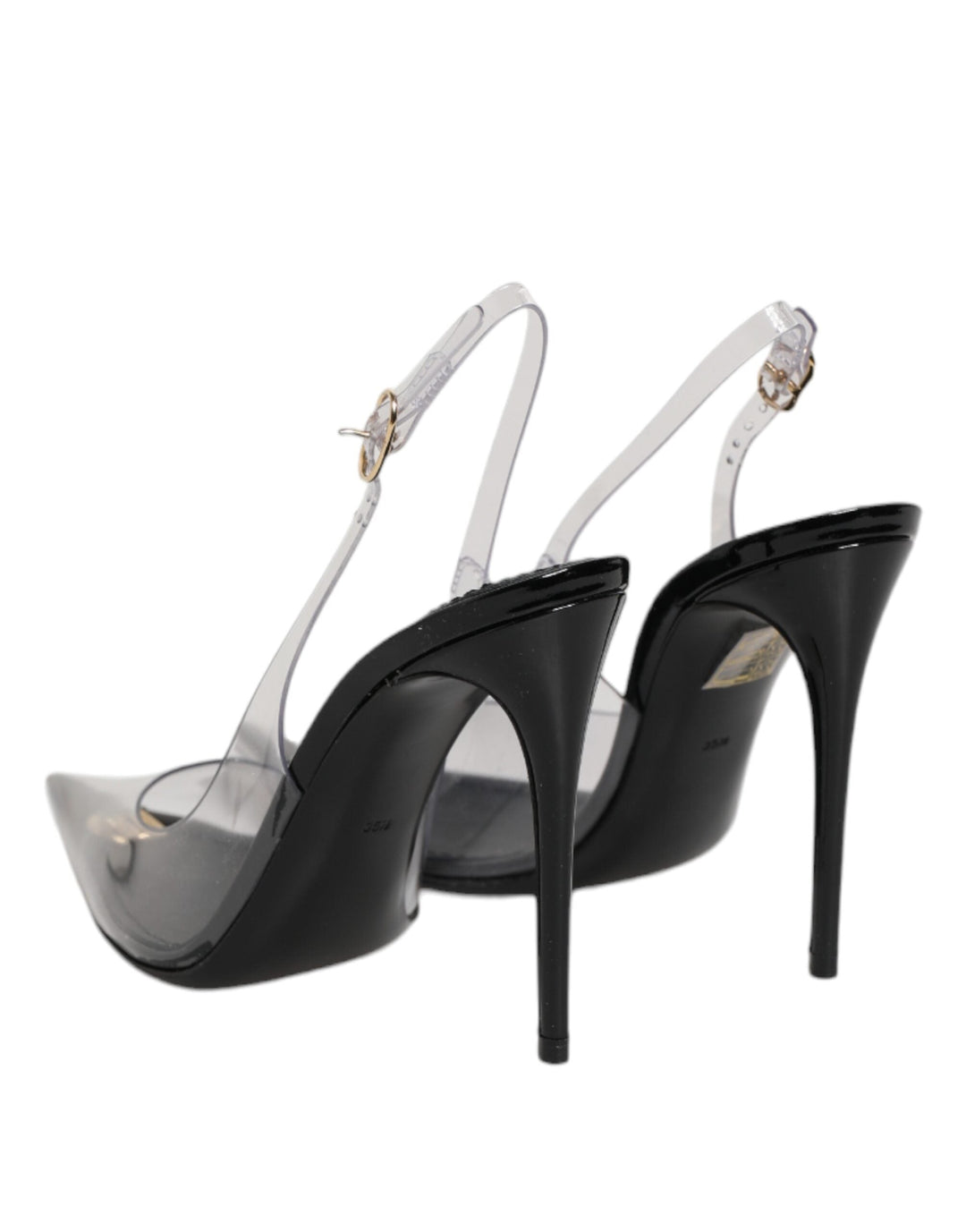 Women’s Dolce &amp; Gabbana Black Leather Clear Pvc Slingback Pumps Shoes