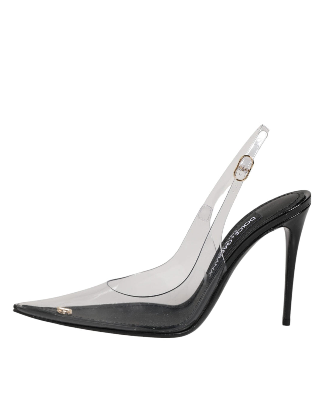 Women’s Dolce &amp; Gabbana Black Leather Clear Pvc Slingback Pumps Shoes