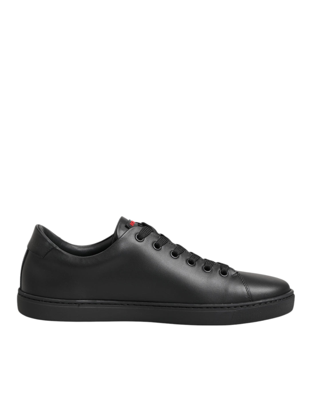 Dolce &amp; Gabbana Black Leather Crystal Heart Low Top Sneakers  Shoes