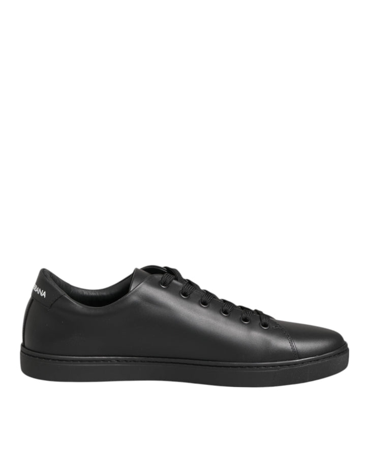 Dolce &amp; Gabbana Black Leather Crystal Heart Sneakers  Shoes