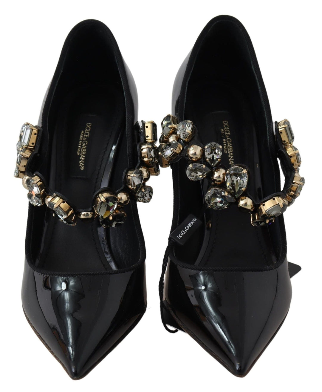 Women’s Dolce &amp; Gabbana Black Leather Crystal Shoes Mary Jane Pumps