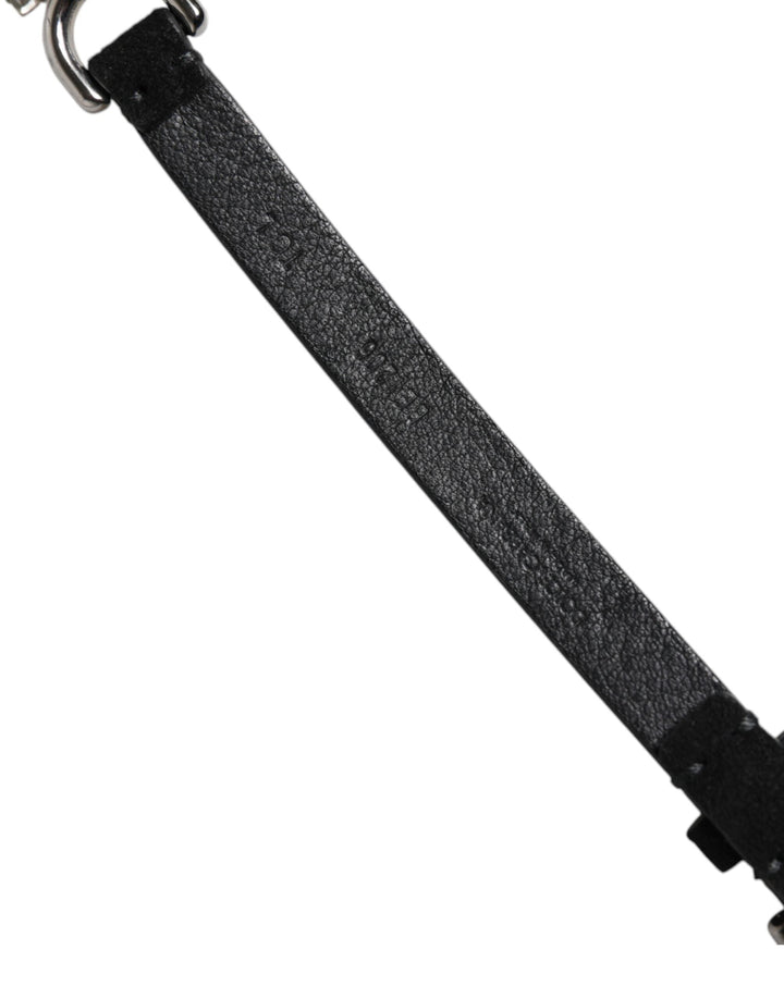 Women’s Dolce &amp; Gabbana Black Leather Daisy Crystal Embellish Waist Belt