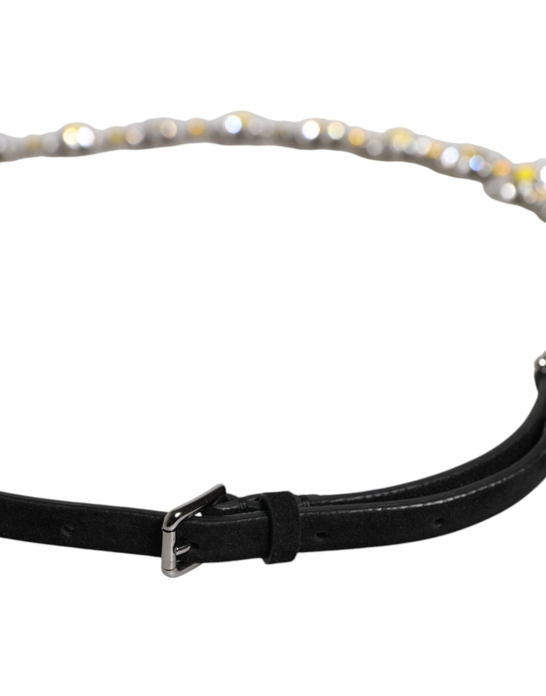Women’s Dolce &amp; Gabbana Black Leather Daisy Crystal Embellish Waist Belt