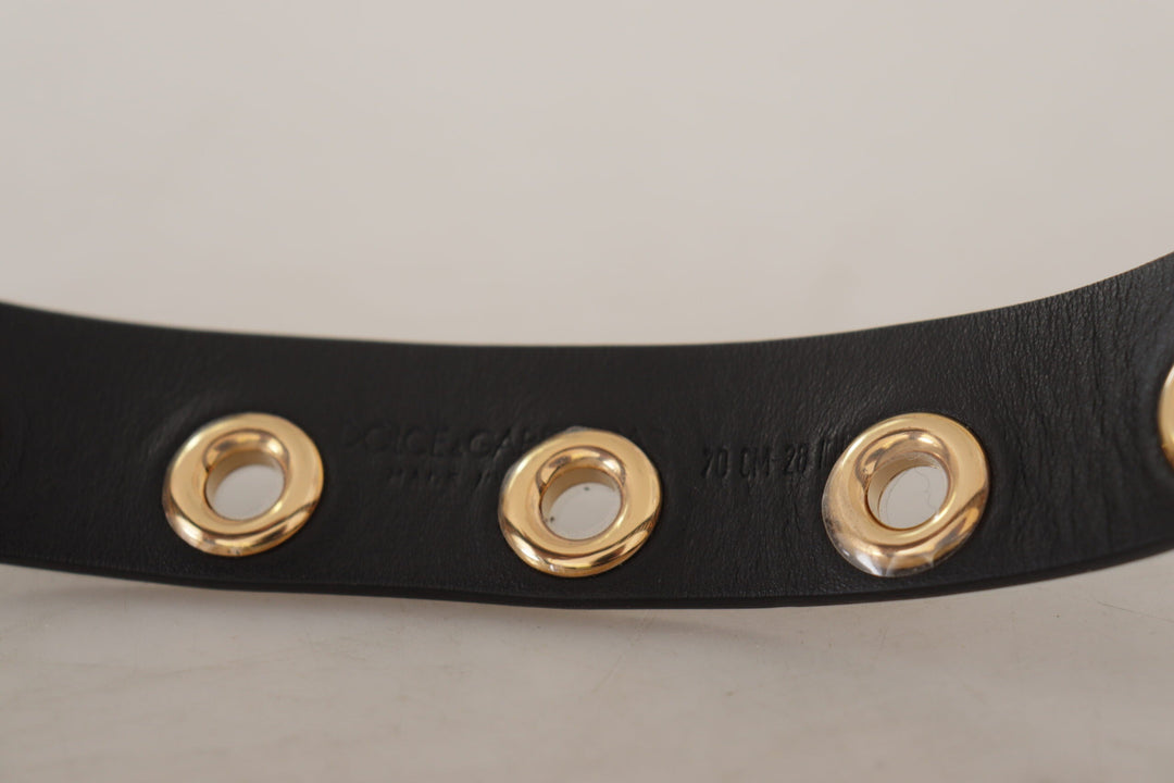 Women’s Dolce &amp; Gabbana Black Leather Eyelet Silver Tone Metal Buckle Belt