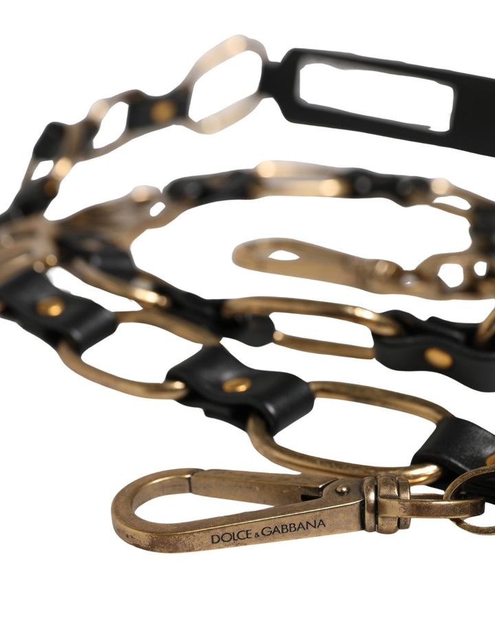 Women’s Dolce &amp; Gabbana Black Leather Gold Chain Bag Accessory Shoulder Strap