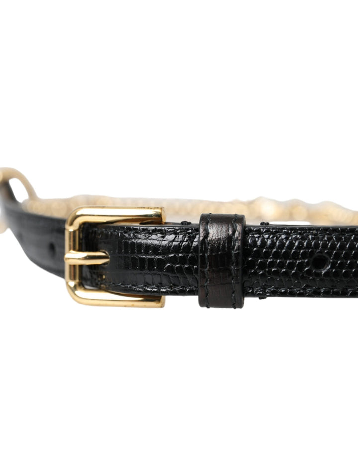 Women’s Dolce &amp; Gabbana Black Leather Gold Chain Crystal Waist Women Belt