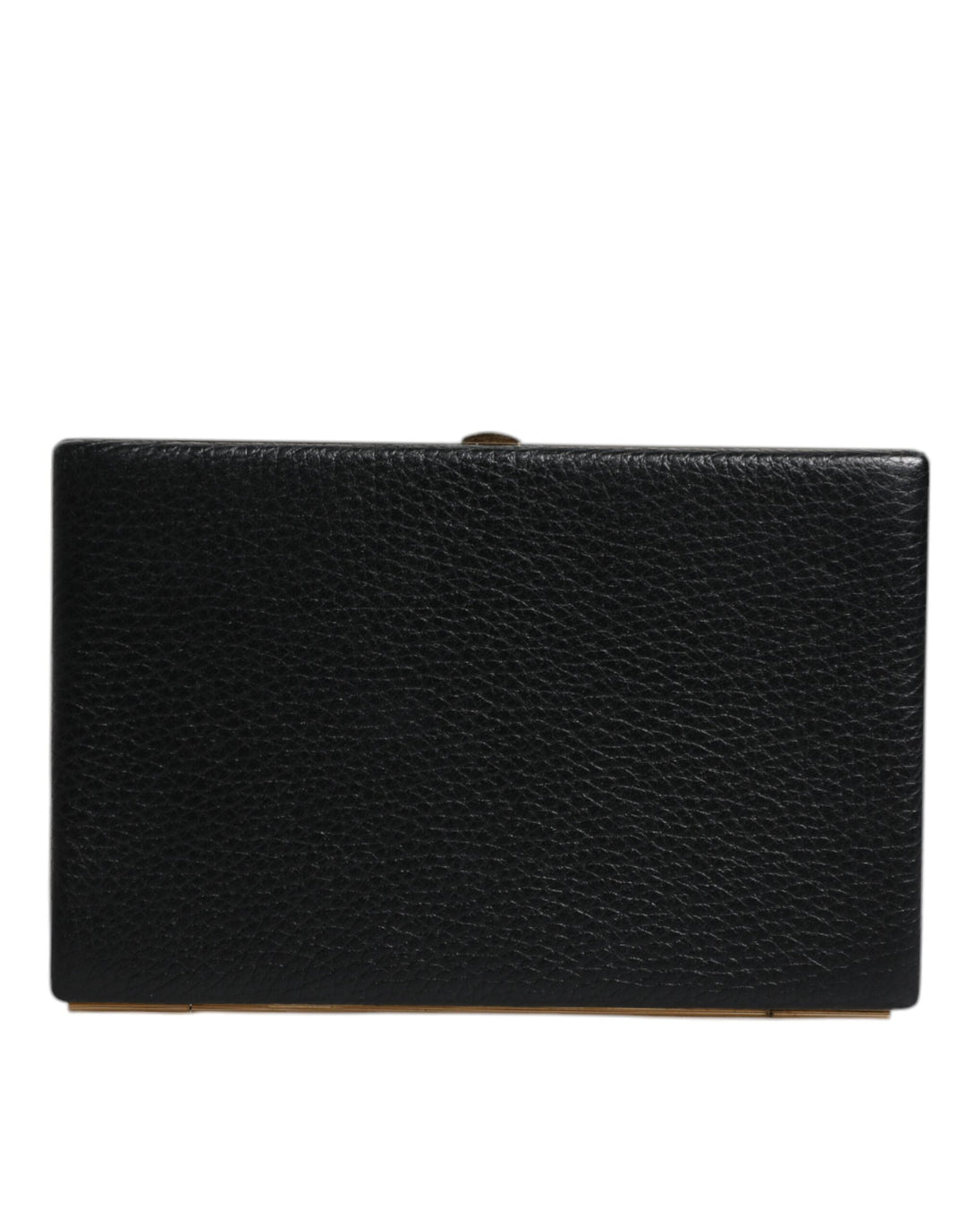 Women’s Dolce &amp; Gabbana Black Leather Gold Frame Clutch Evening Party Purse Bag