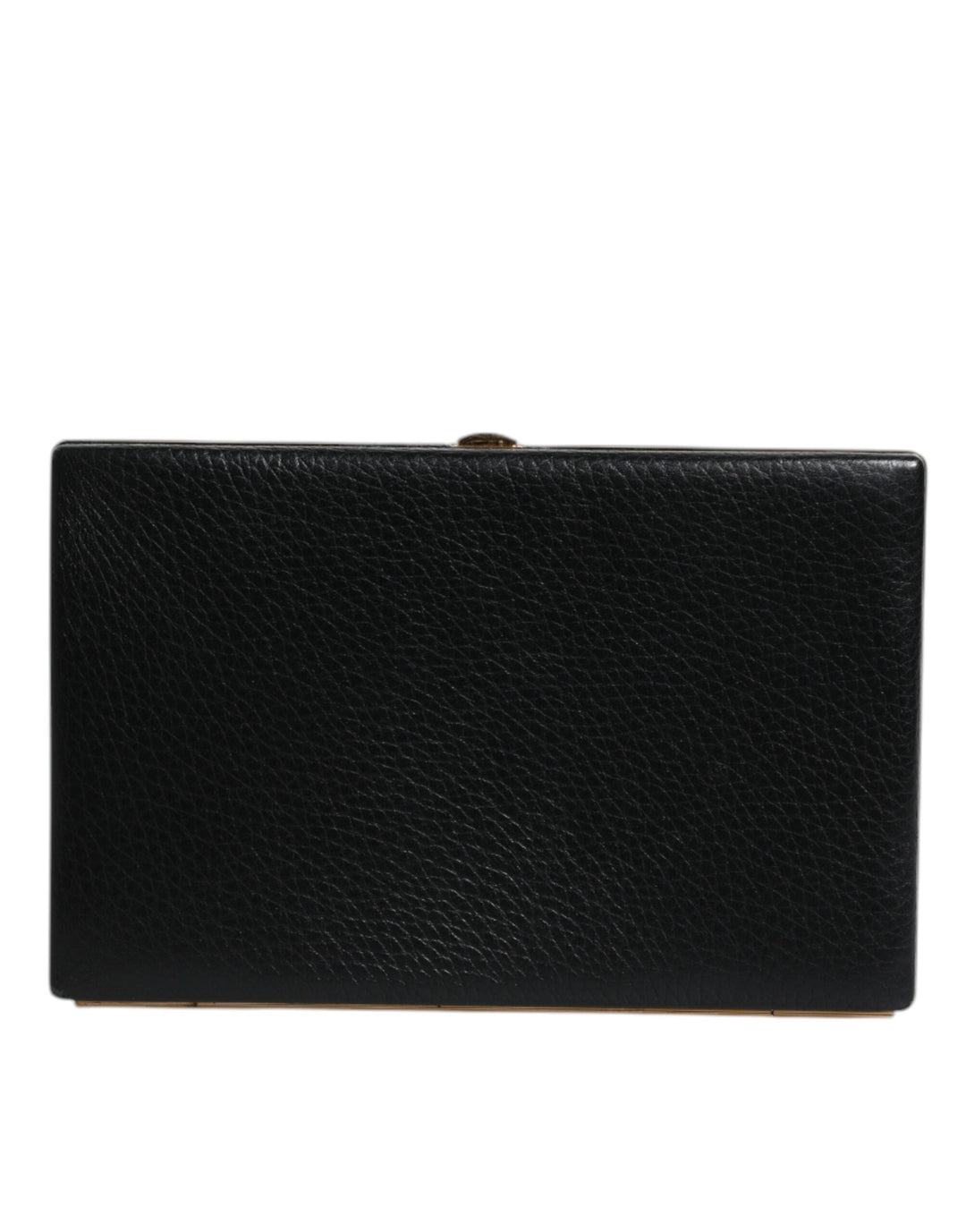 Women’s Dolce &amp; Gabbana Black Leather Gold Frame Clutch Evening Party Purse Bag