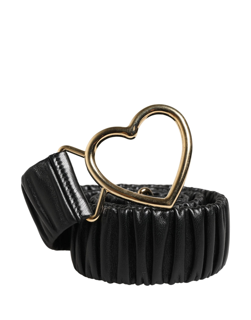 Women’s Dolce & Gabbana Black Leather Gold Heart Metal Buckle Belt