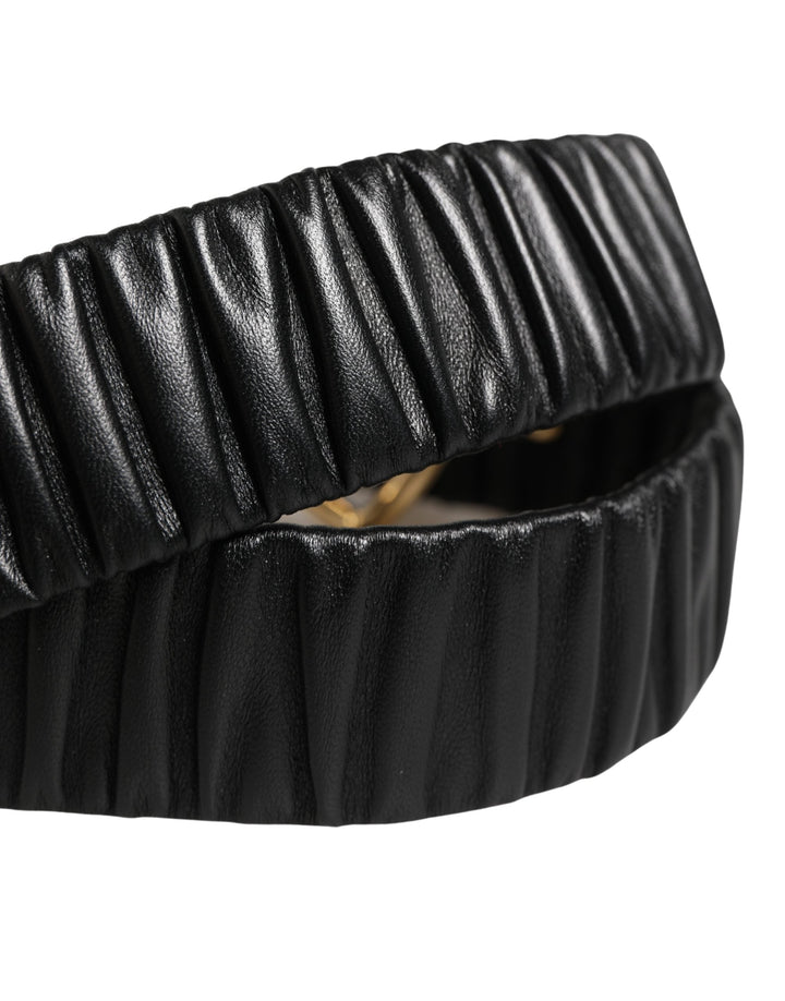 Women’s Dolce &amp; Gabbana Black Leather Gold Heart Metal Buckle Belt