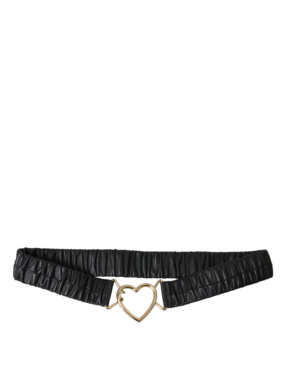 Women’s Dolce & Gabbana Black Leather Gold Heart Metal Buckle Belt
