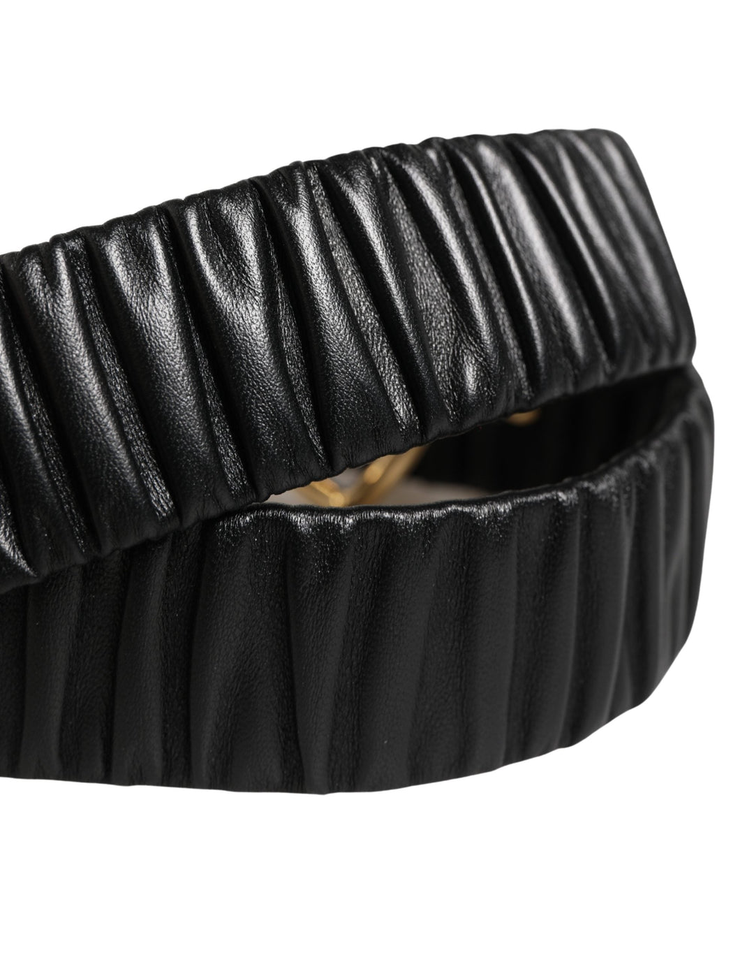 Women’s Dolce &amp; Gabbana Black Leather Gold Heart Metal Buckle Belt