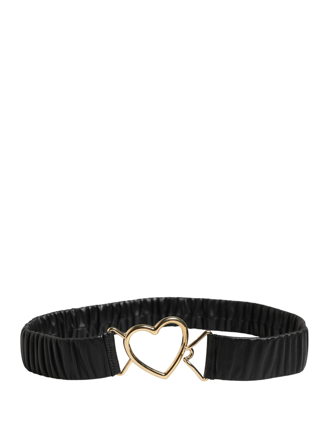 Women’s Dolce &amp; Gabbana Black Leather Gold Heart Metal Buckle Belt