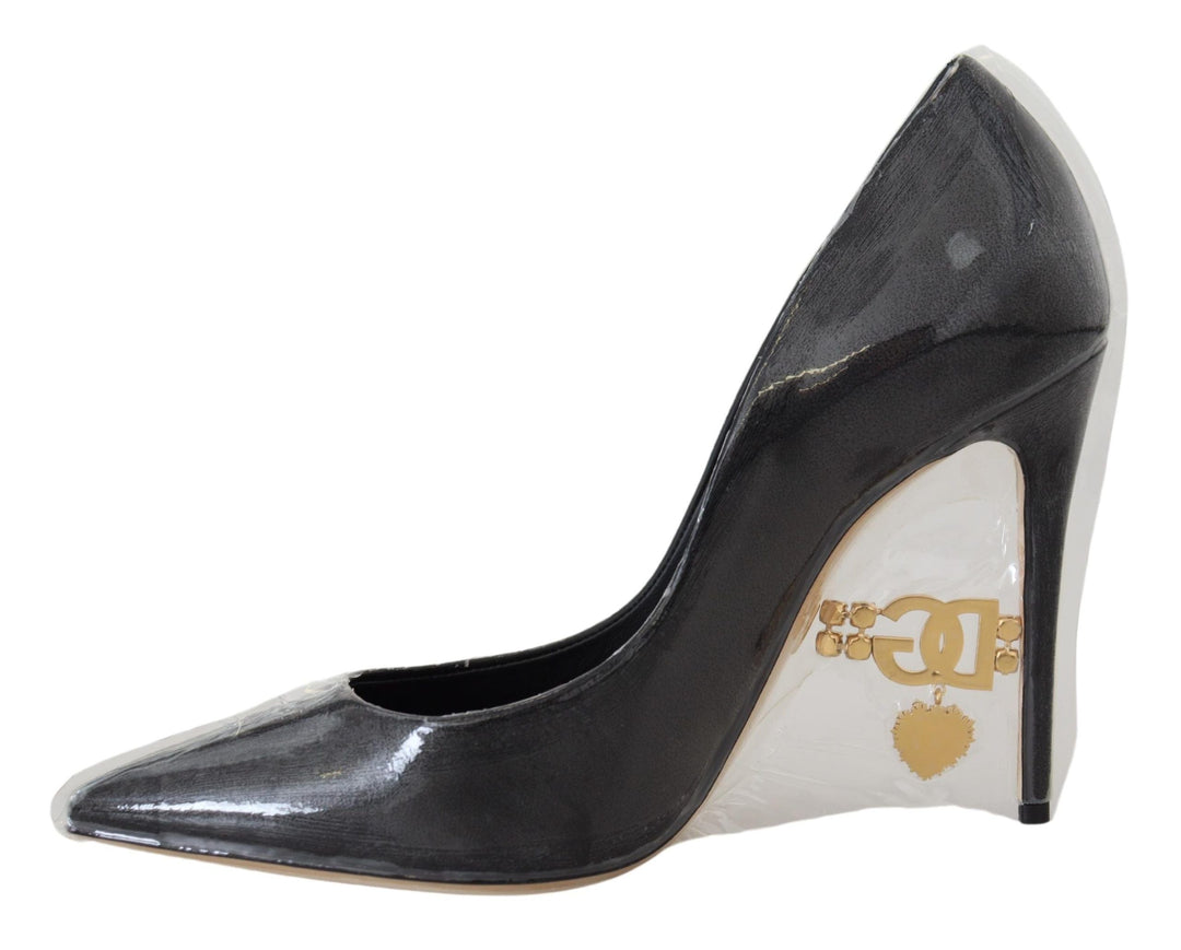 Women’s Dolce &amp; Gabbana Black Leather Heels Pumps Plastic Wrapped Shoes