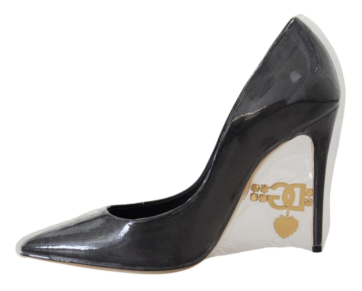Women’s Dolce &amp; Gabbana Black Leather Heels Pumps Plastic Wrapped Shoes